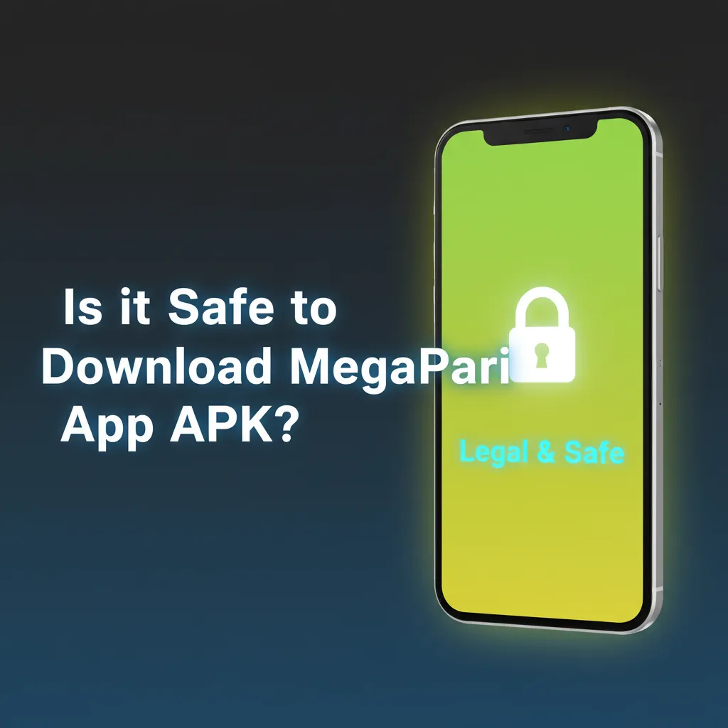 Graphic showing MegaPari app security: Curaçao licence, SSL encryption; download only from the official site.
