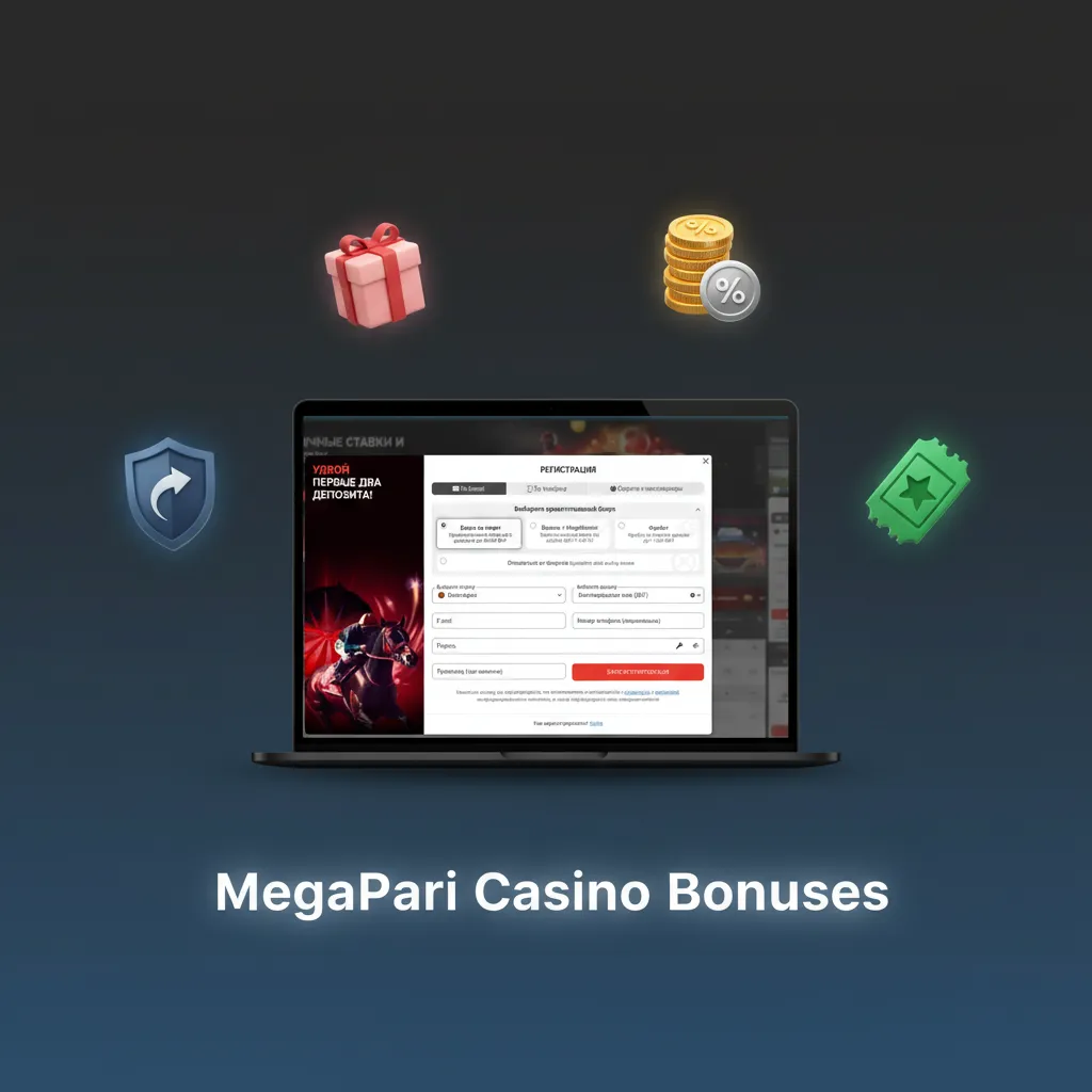 MegaPari Casino bonuses banner: weekly slots reload, daily and live cashback, Drops & Wins, Game of the Week free spins.