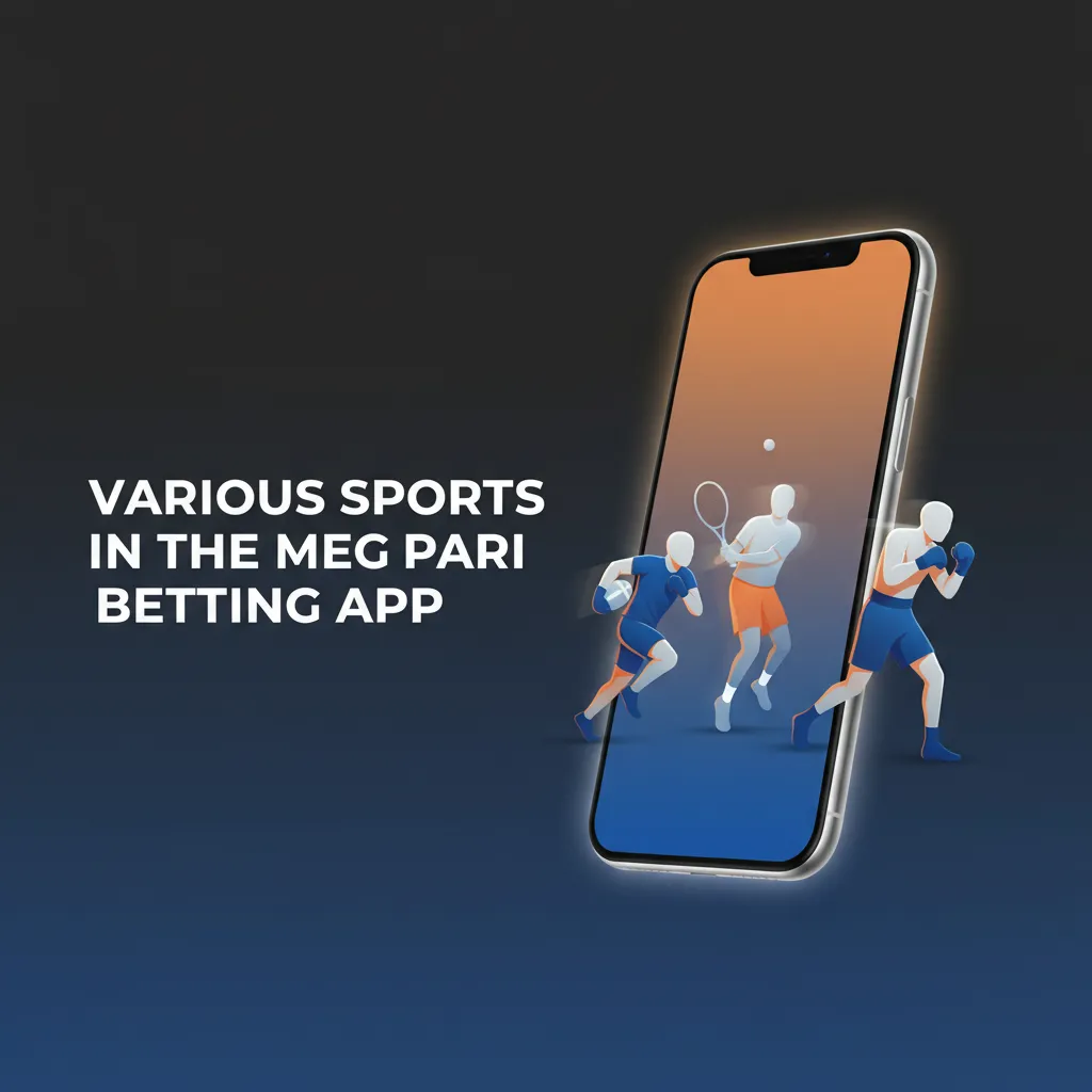 MegaPari app screenshot with live betting and icons for cricket, football, tennis, kabaddi, basketball, MMA, and esports.