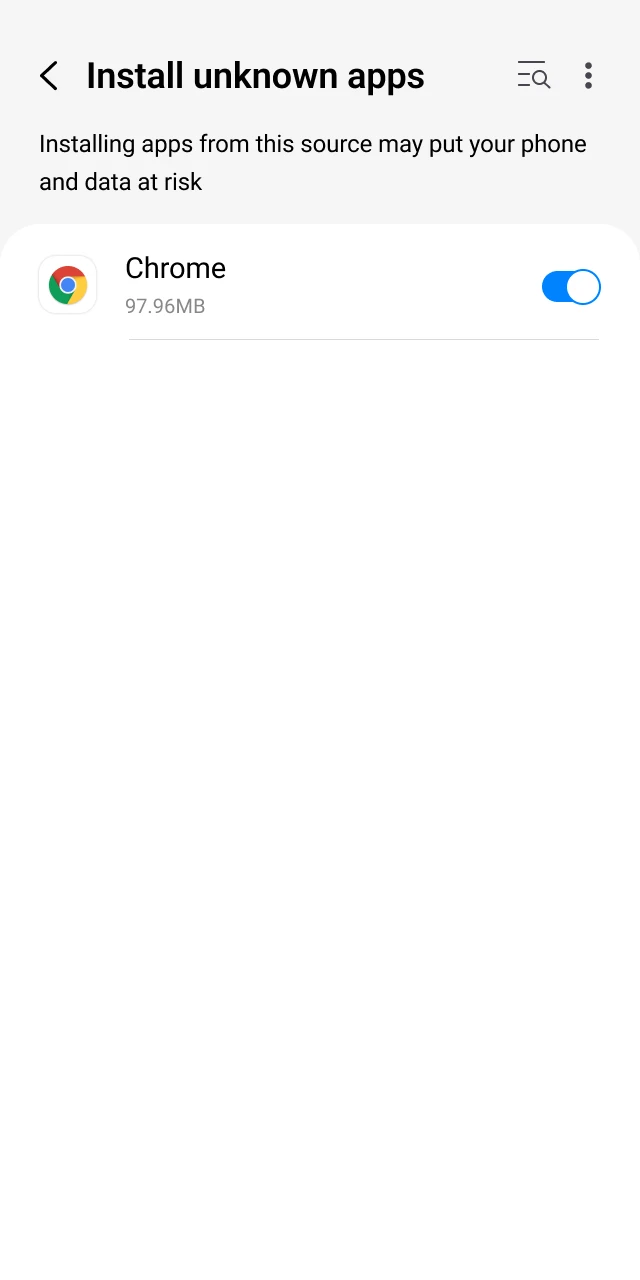 Enabling Install unknown apps in Android settings to allow Megapari app installation.