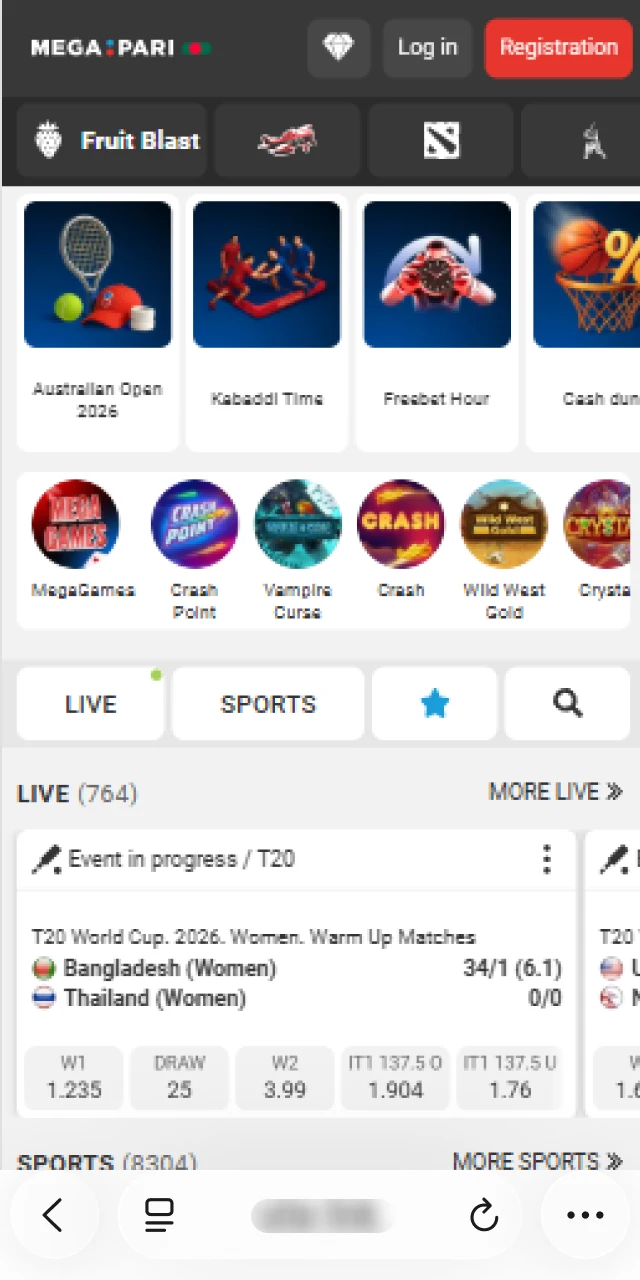 User tapping the official iOS download button for Megapari app on an iPhone in Bangladesh.