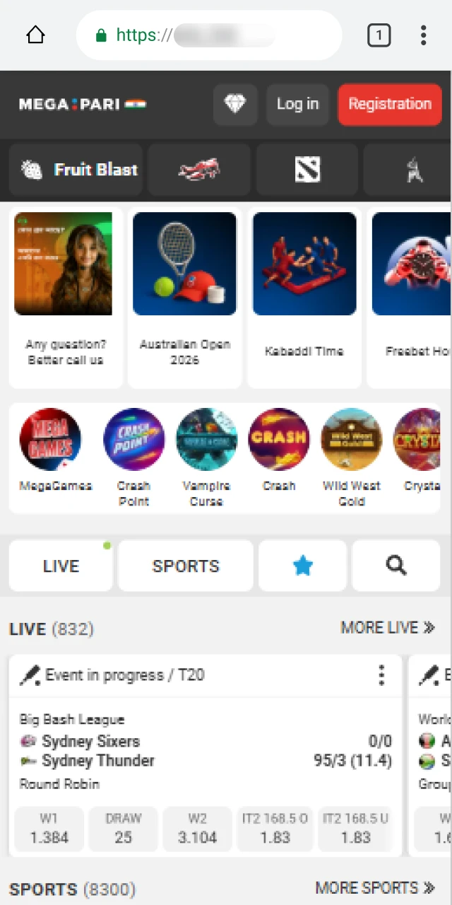 Starting the Megapari APK download from the official website for Android users in India.
