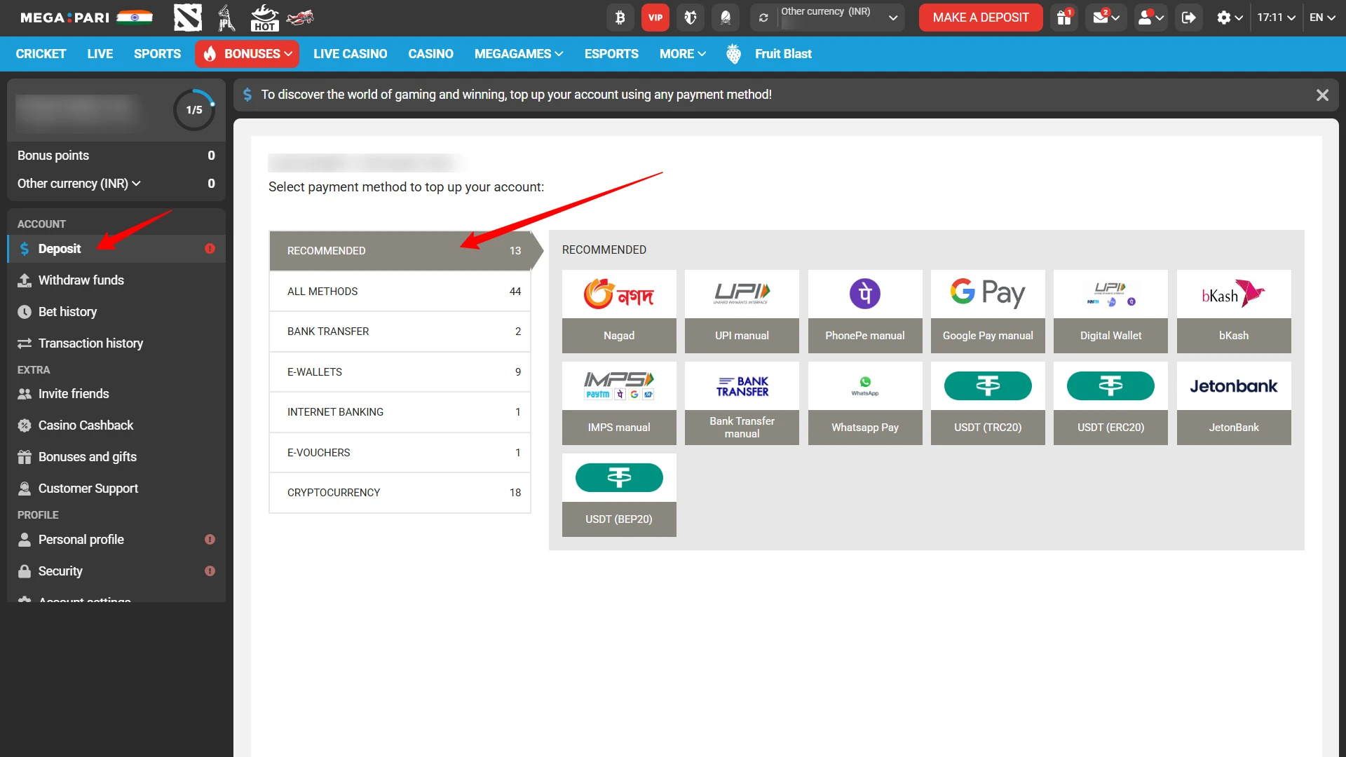 Successfully completing the Megapari India sign-up process and accessing the betting dashboard.