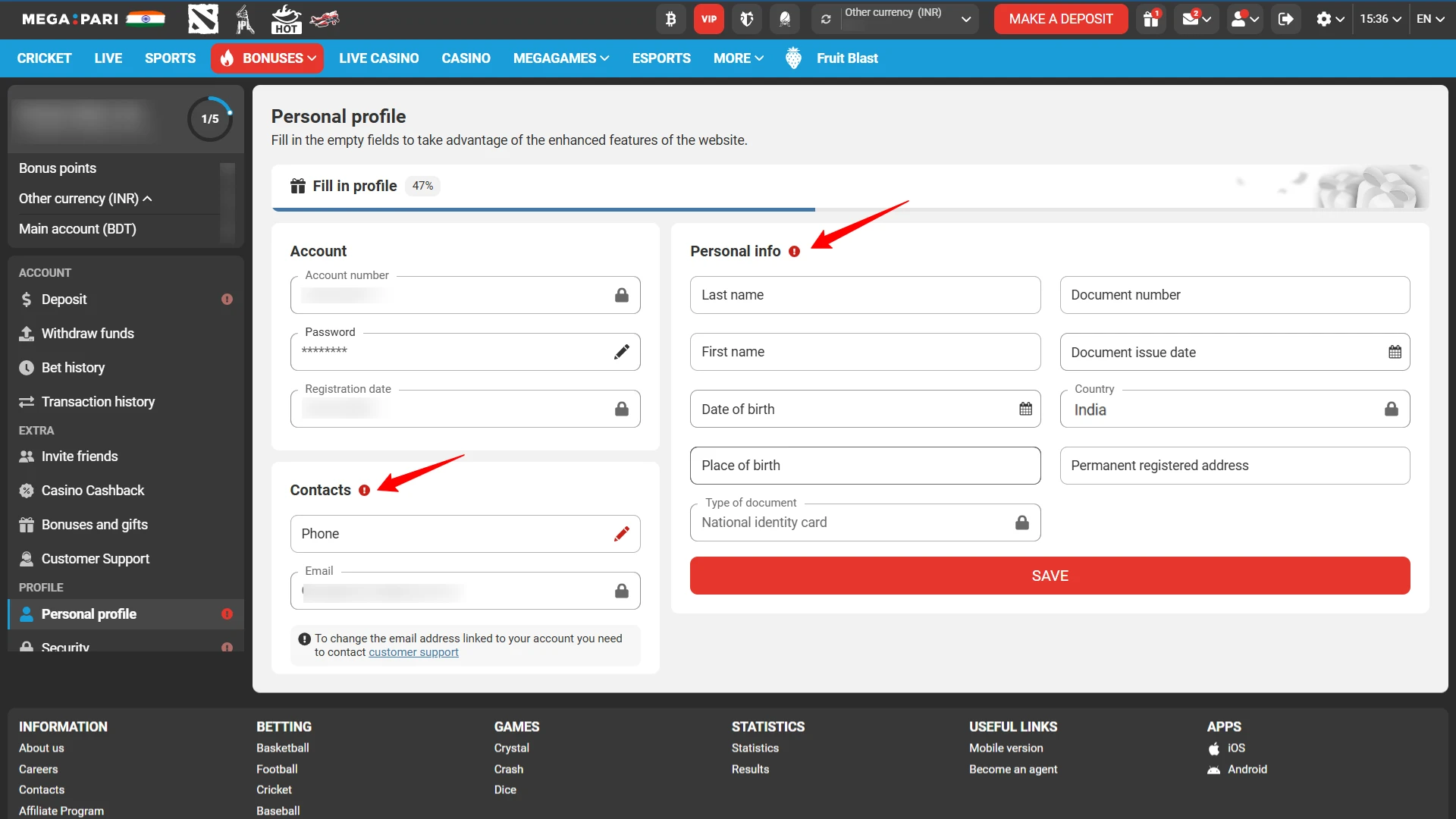 Completing the KYC (Know Your Customer) verification process for secure withdrawals on Megapari India.