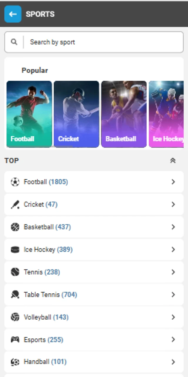 Megapari India sports betting section with high odds on Cricket (IPL), Kabaddi, and Football.