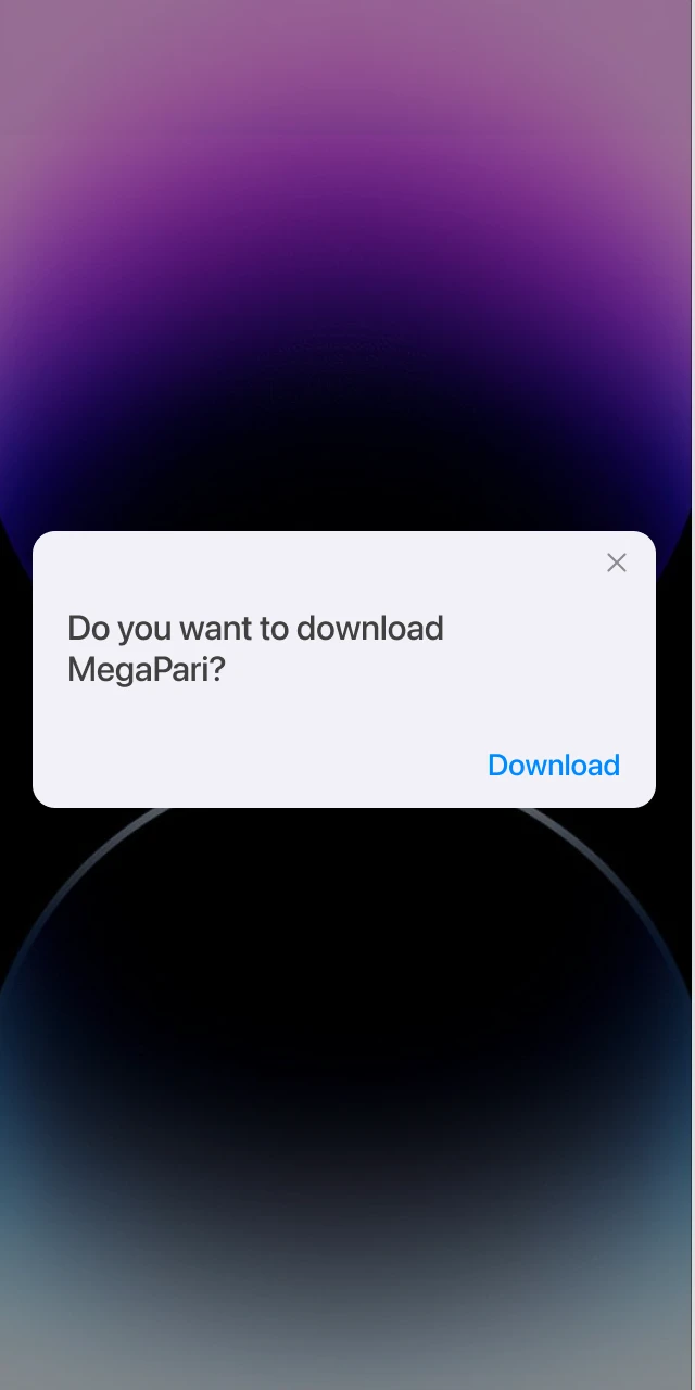 Allow the MegaPari configuration profile download when the system notification appears on your iPhone.