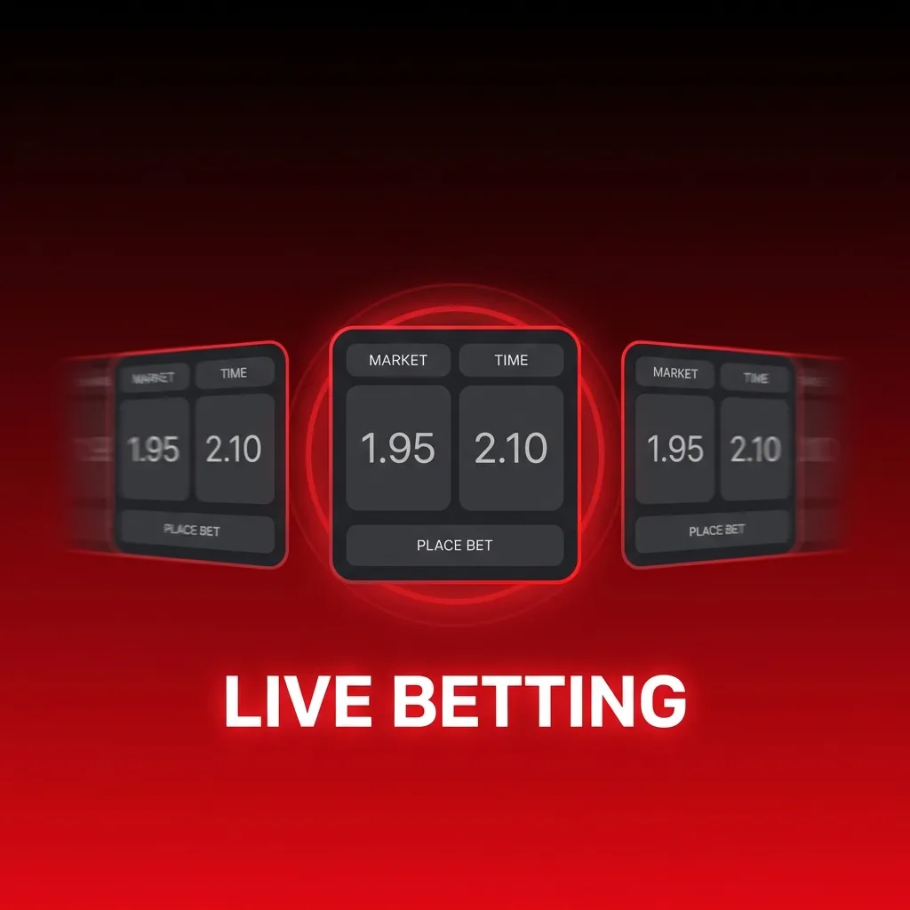 Live betting interface with real-time odds, cash-out, fast markets, and trackers for cricket, football, tennis, kabaddi