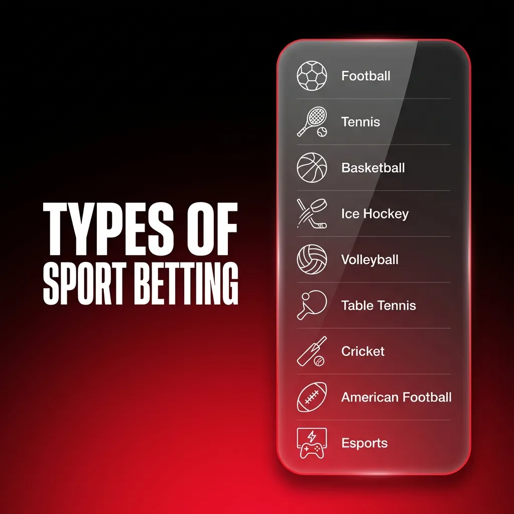 Types of Sport Betting: Cricket, Football, Kabaddi, Tennis; pre‑match/live; moneyline, totals, handicaps, props