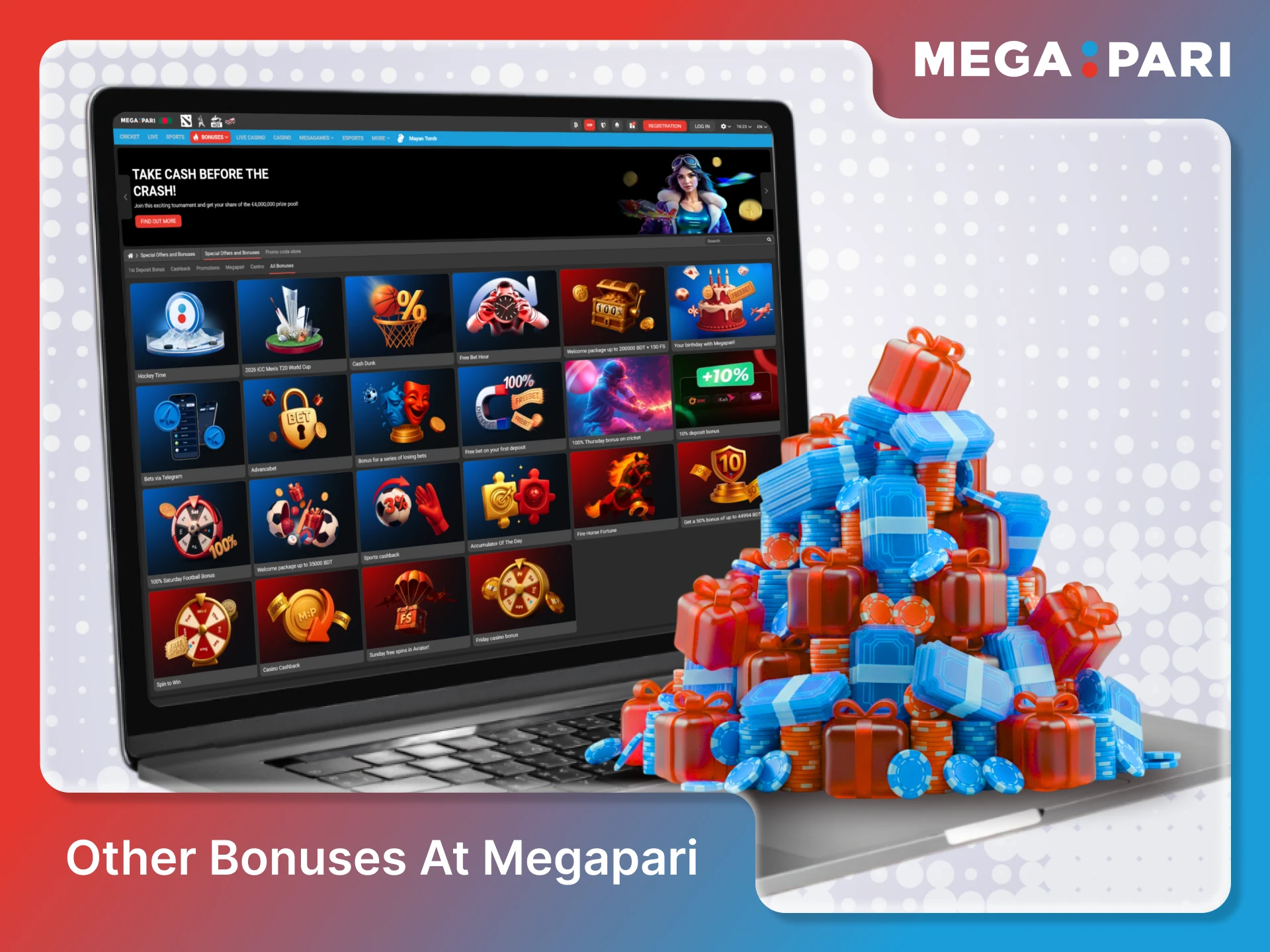 Explore other Megapari Promo code rewards and active bonus offers.