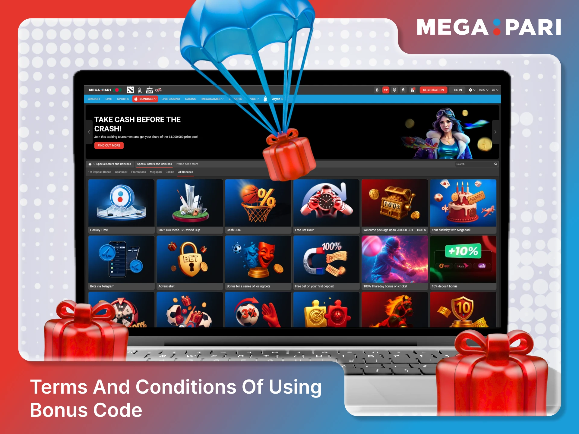 Review the official Megapari Promo code terms to start betting in Bangladesh.