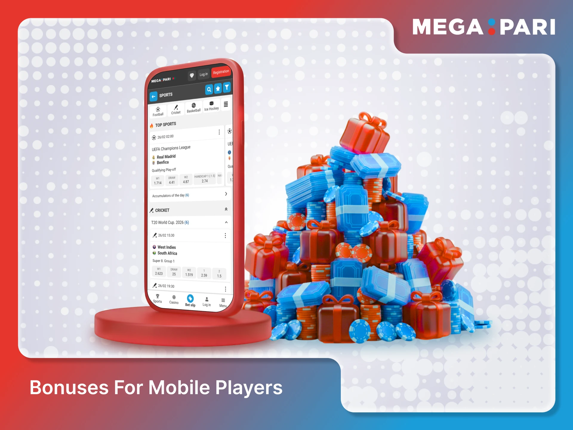 Claim exclusive bonuses for mobile players on the Megapari App.