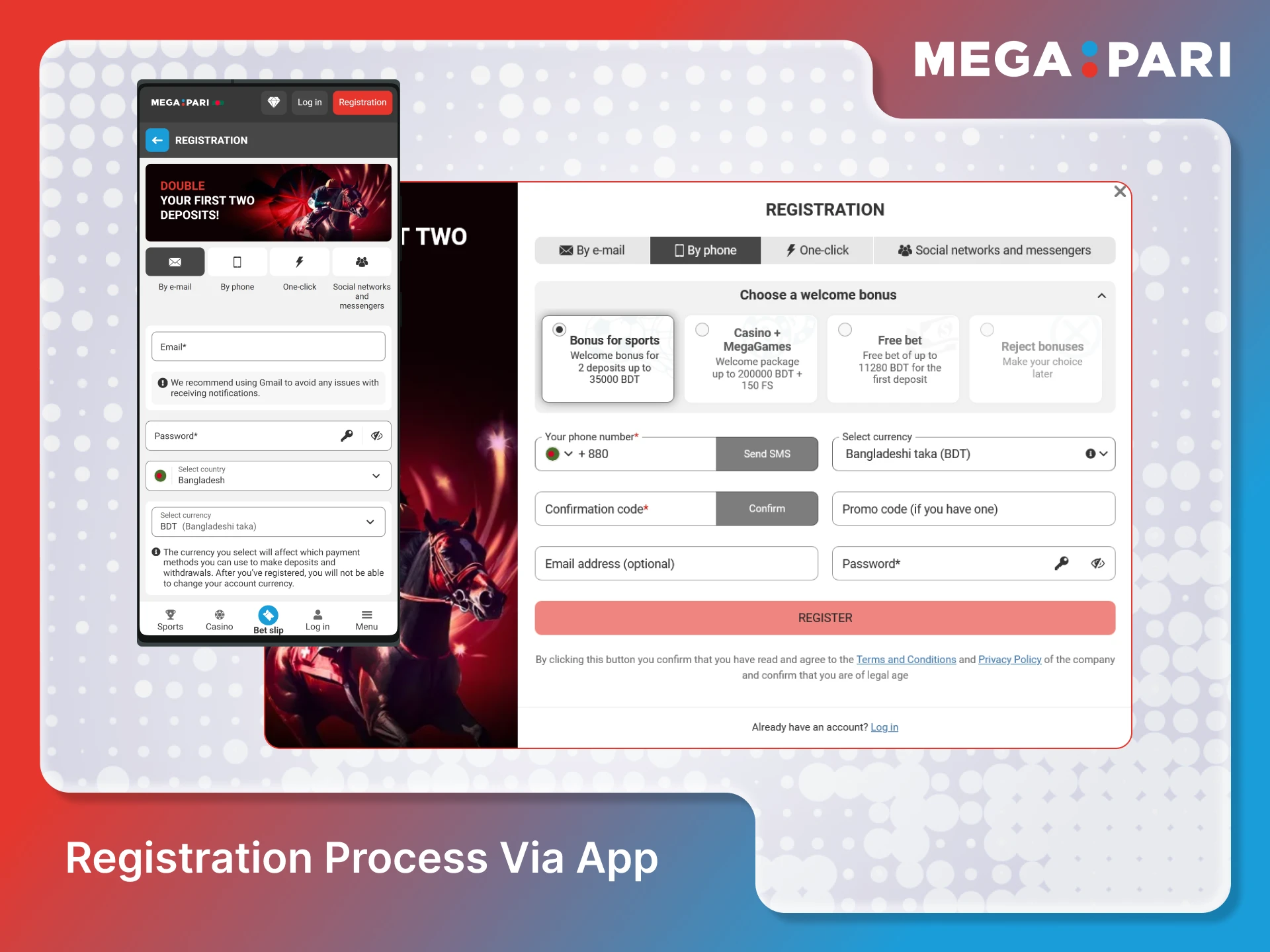 Complete the registration process through the Megapari App in Bangladesh.
