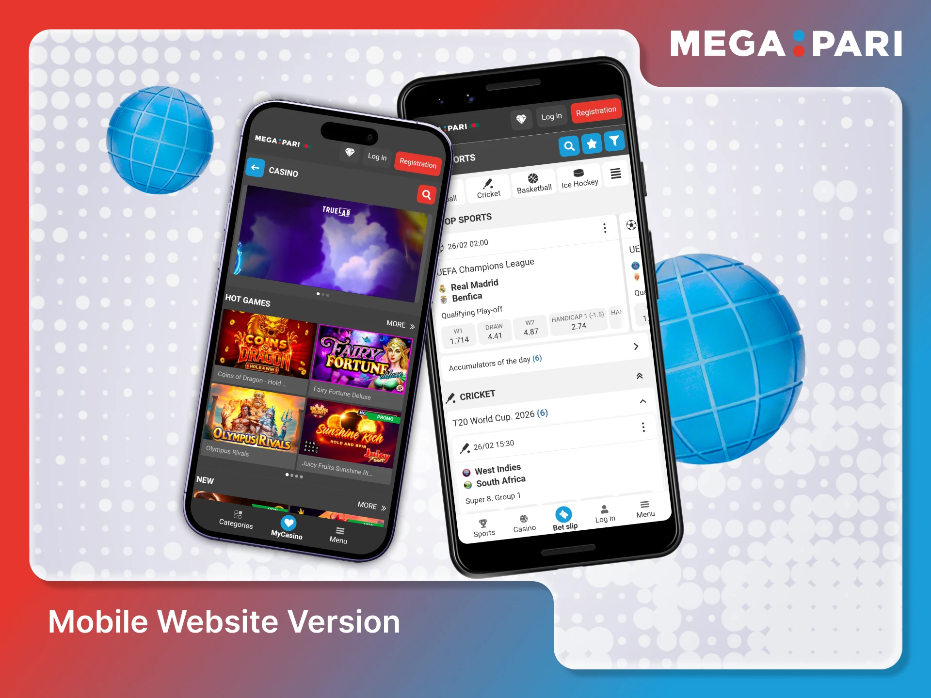 Access the Megapari mobile website version for betting on the go.