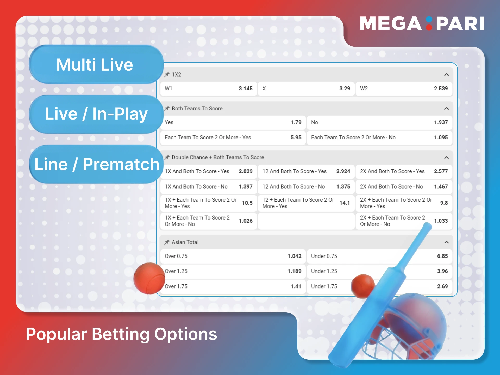Select popular betting options available at Megapari for Bangladeshi users.
