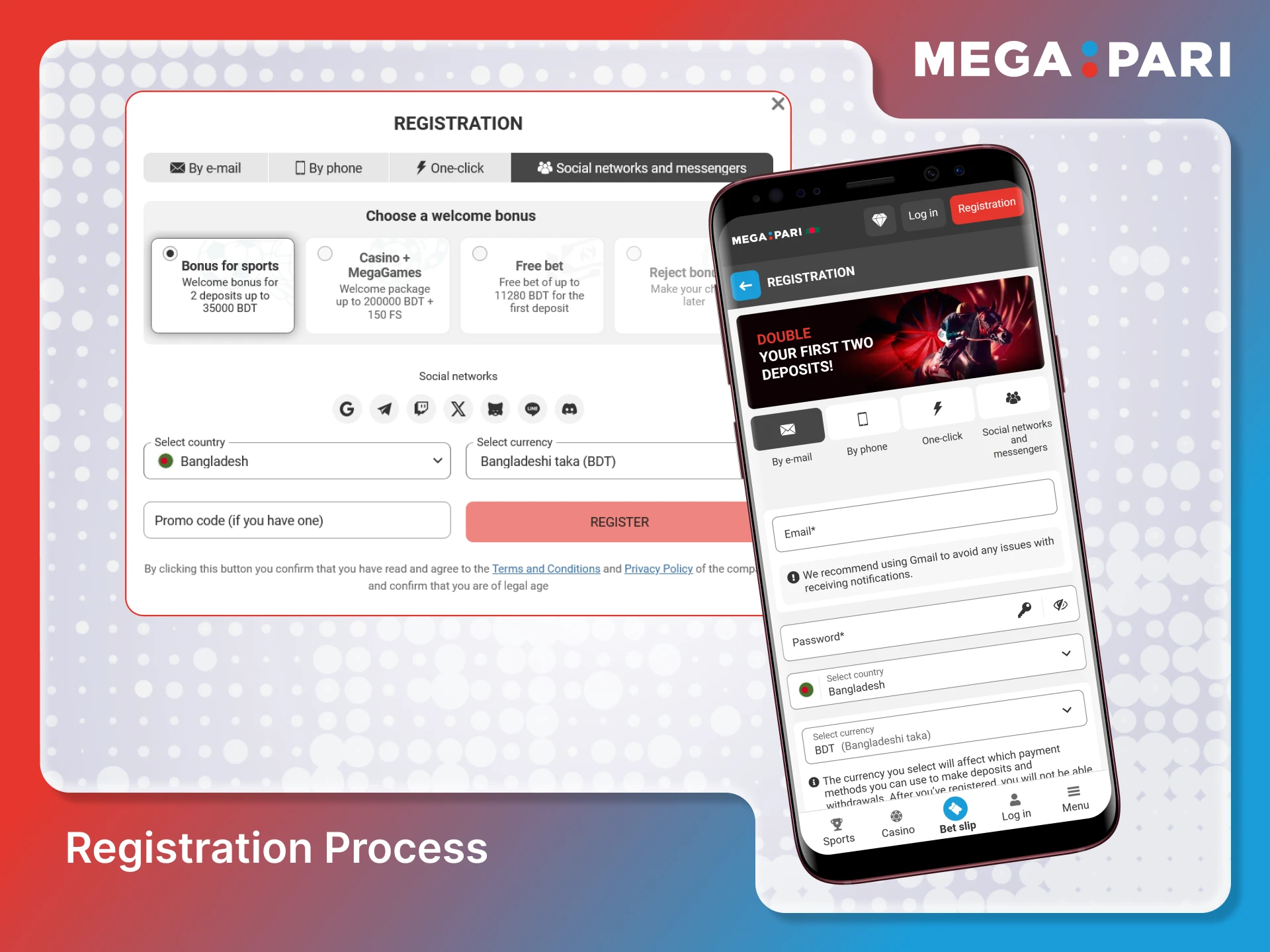 Complete the registration process at Megapari to start your betting journey.