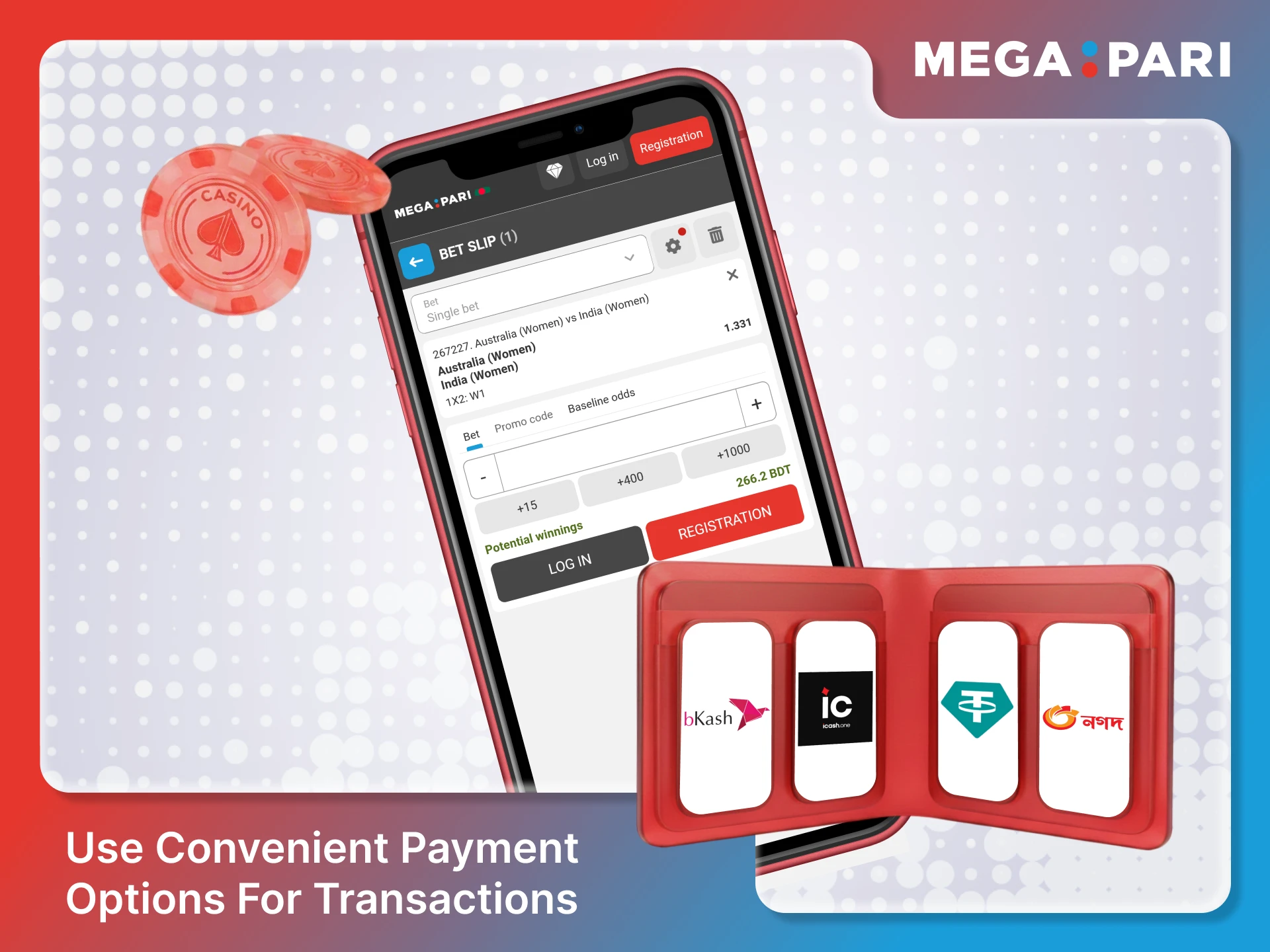 Use convenient payment options for transactions on the Megapari website.