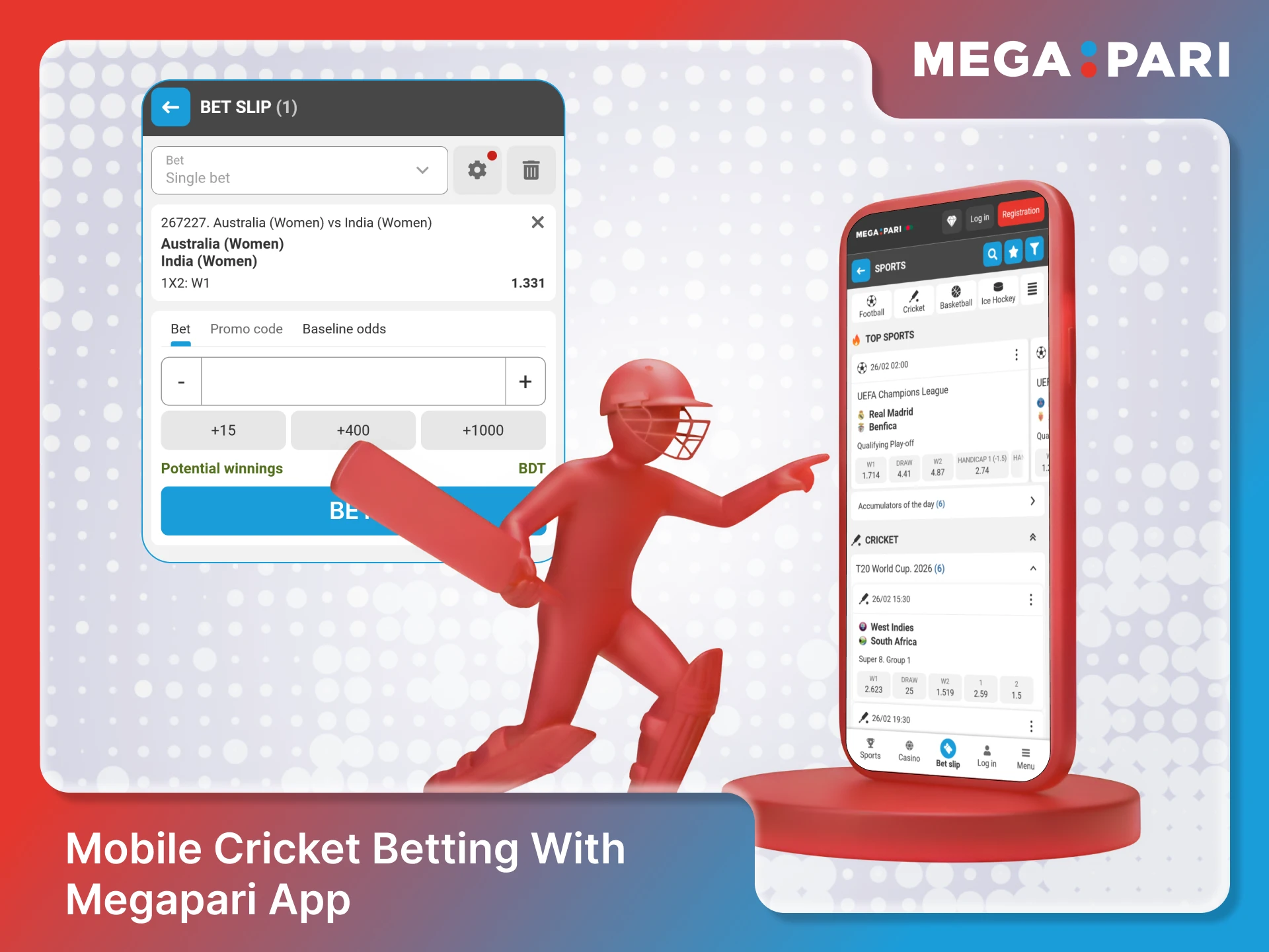 Download the Megapari App to enjoy seamless cricket betting on mobile.