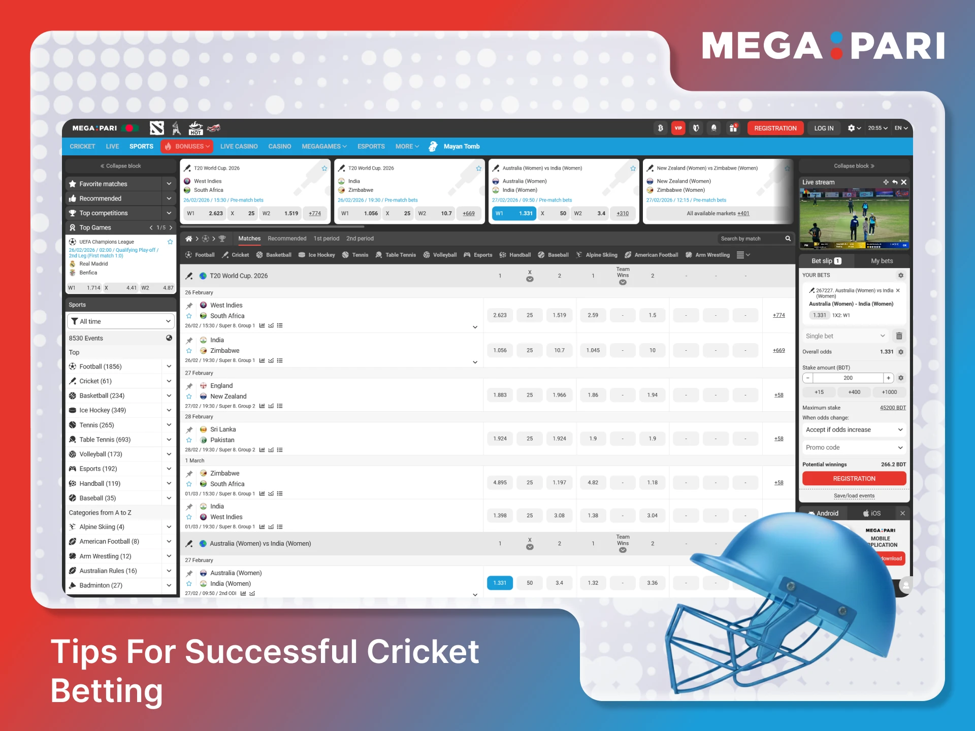 Use expert tips for successful cricket betting at Megapari today.