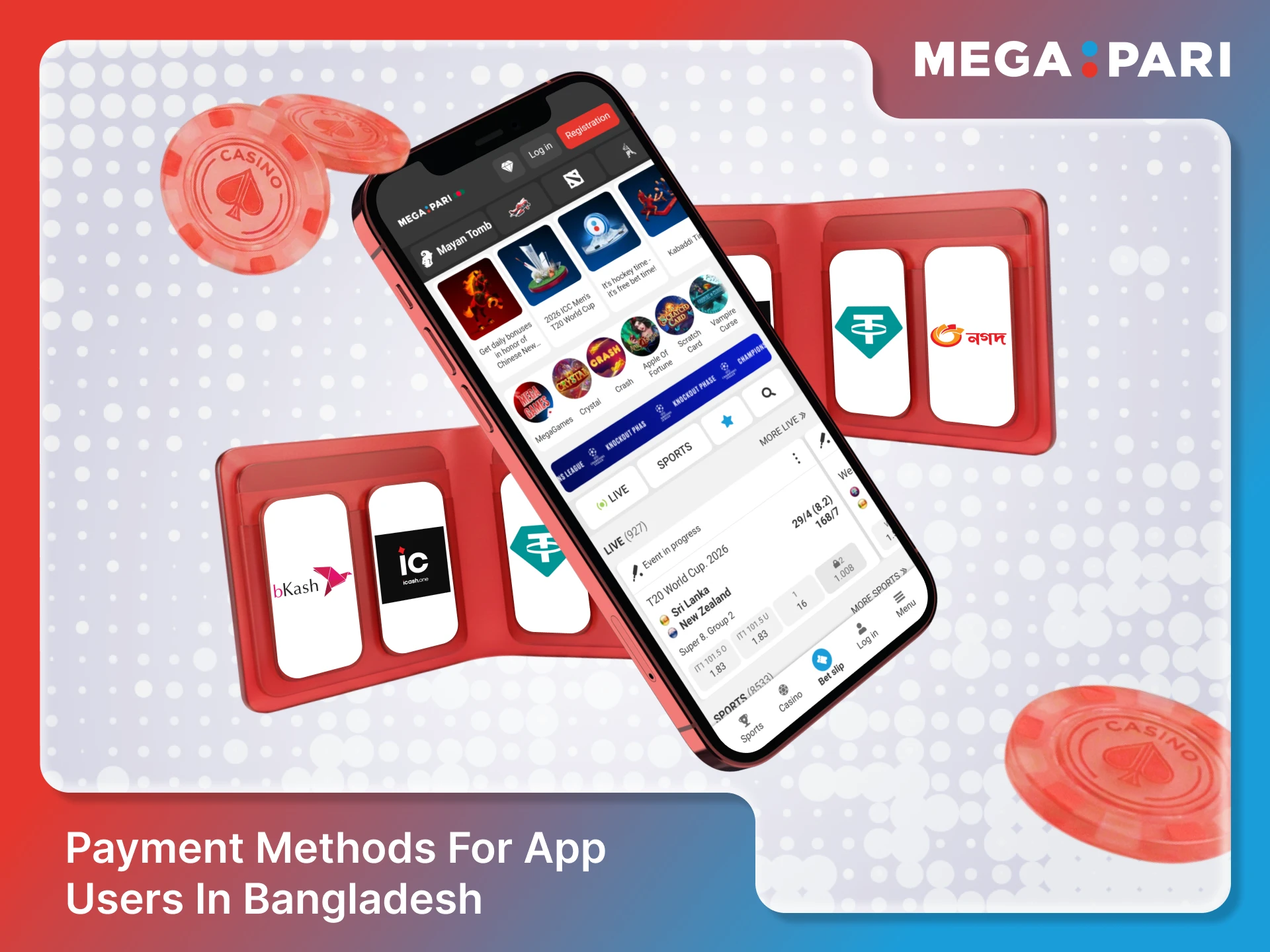 Select secure Megapari App payment methods available in Bangladesh.