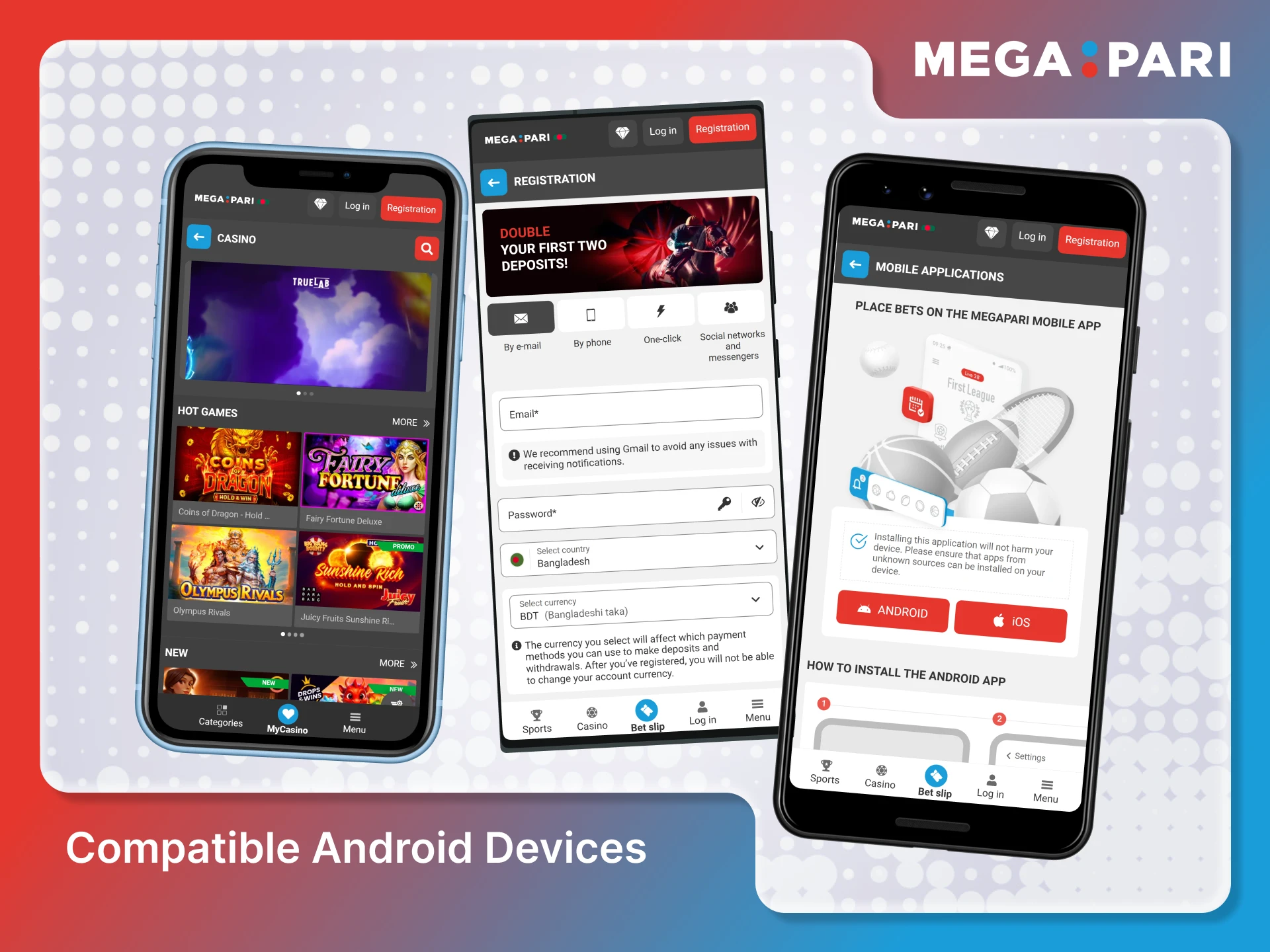 Check the list of Android devices compatible with the Megapari App.