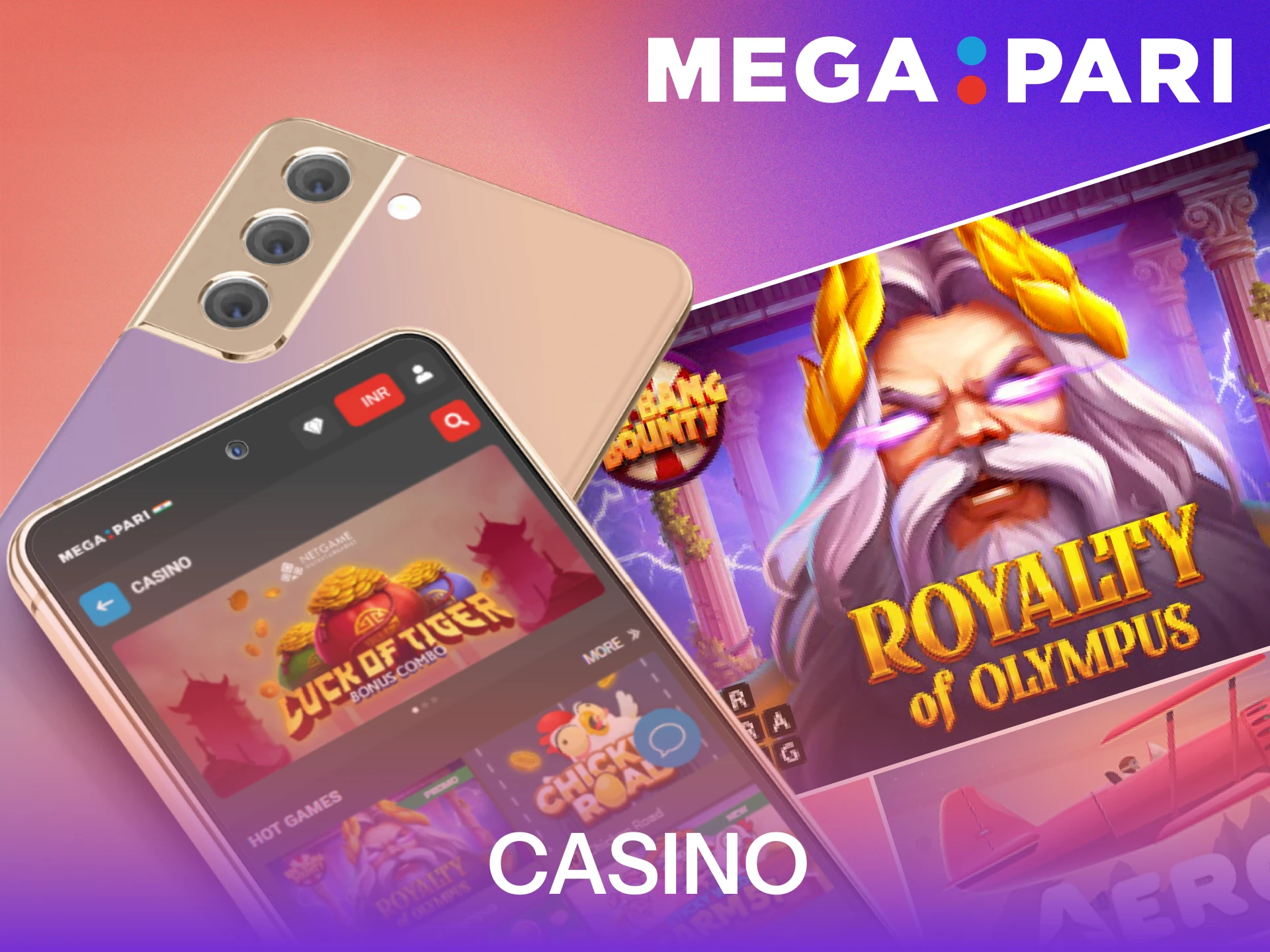Play popular games in the MegaPari Casino App and win big.