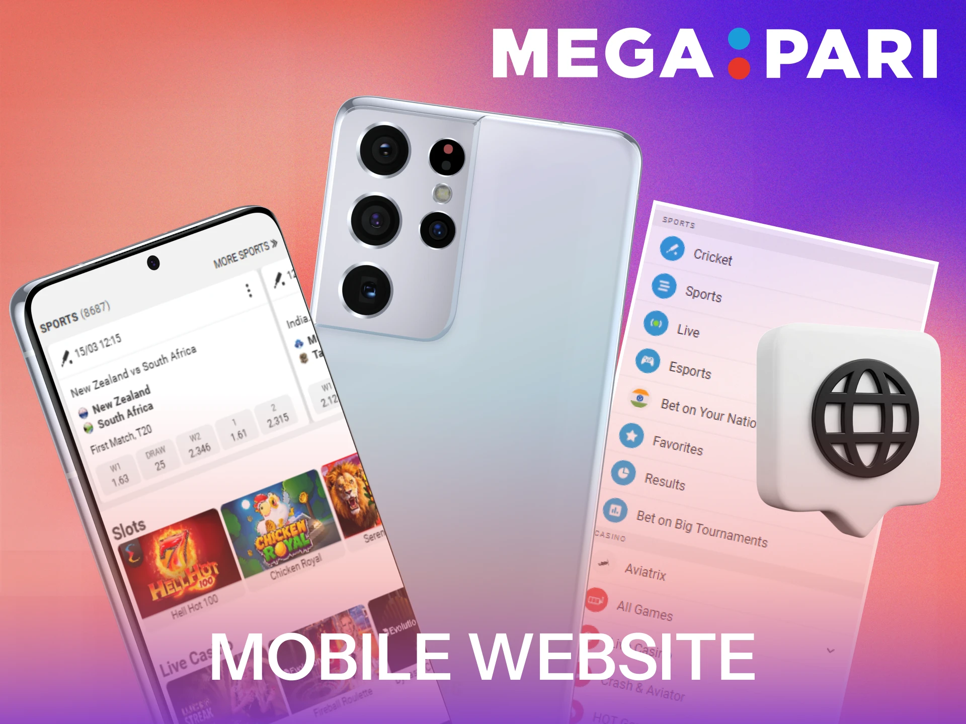 Access the MegaPari mobile website version for quick betting in India.