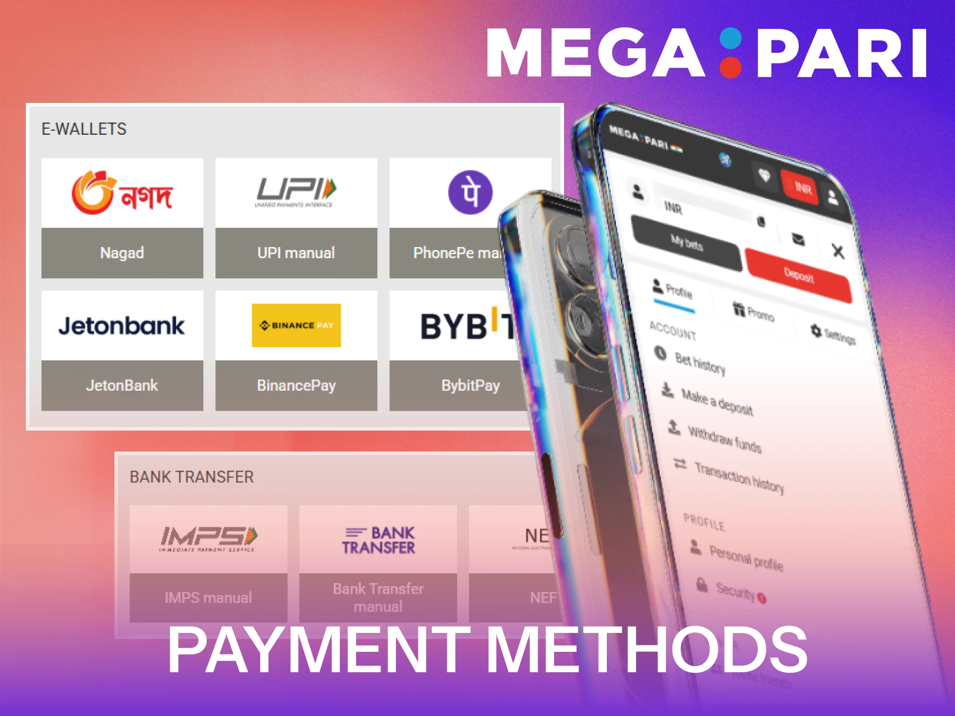 Use convenient local payments in the MegaPari App for Indian users.