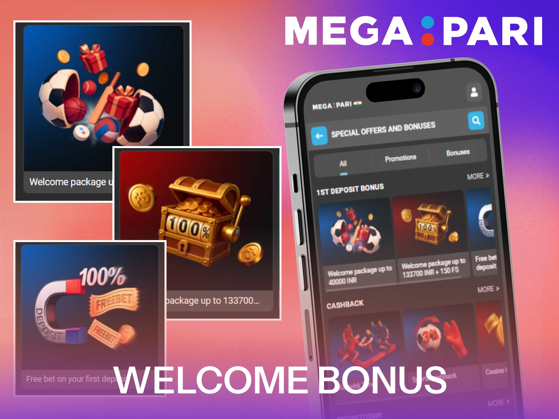 Claim a generous welcome bonus after installing the MegaPari App.