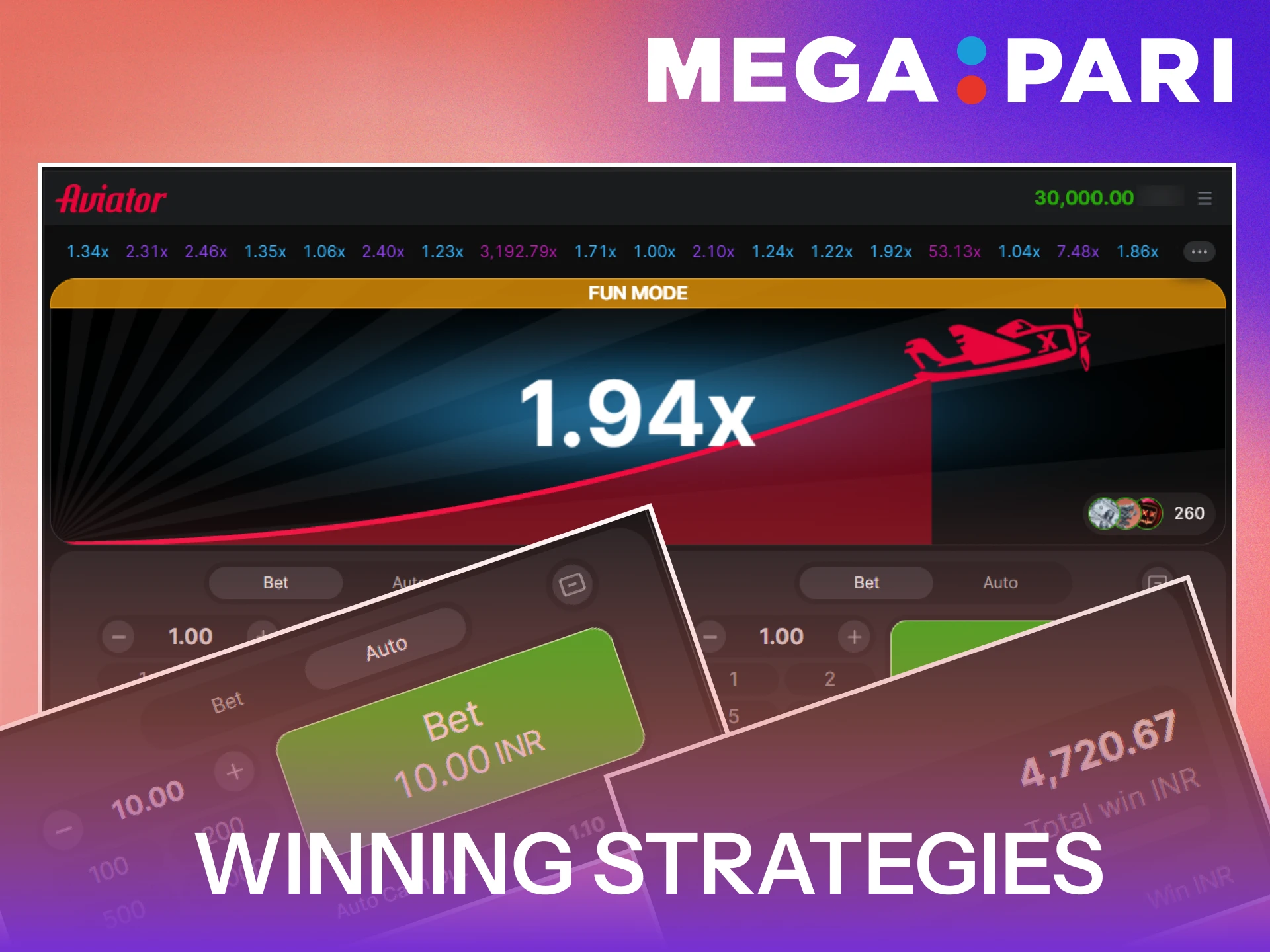 Use professional winning strategies in the MegaPari Aviator App.