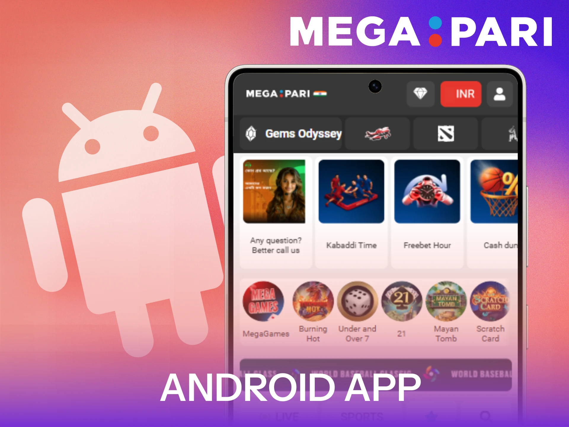 Download the MegaPari Android app for high-quality mobile betting.