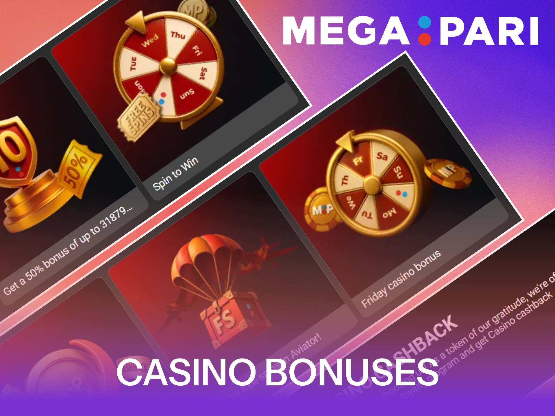 Enjoy various casino bonuses for playing slots in MegaPari App.
