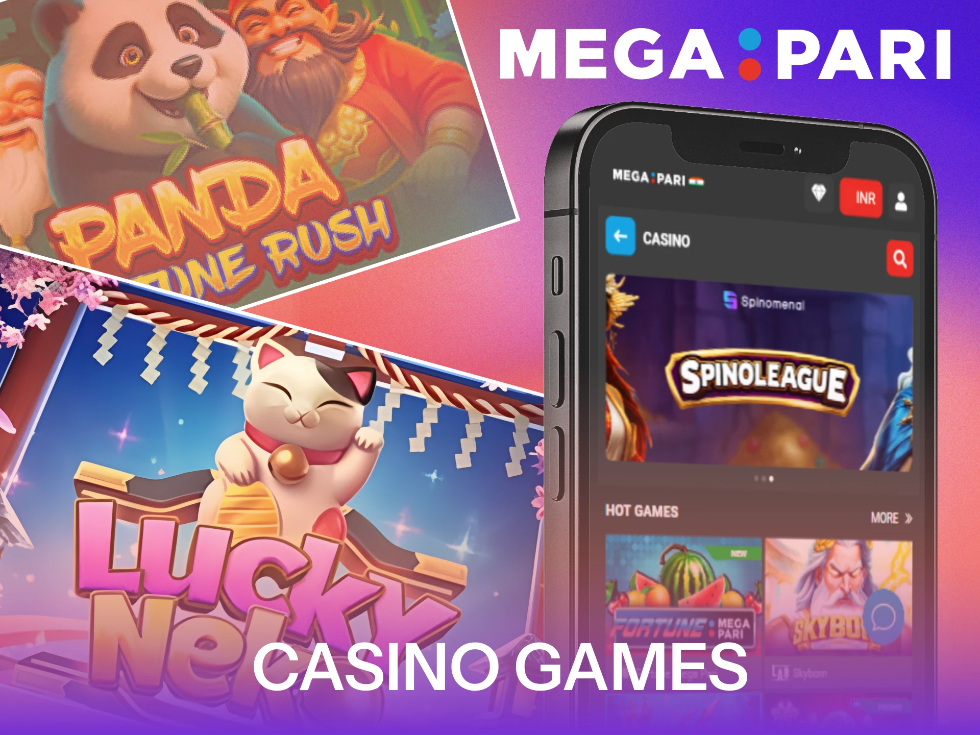 Play the best casino games through the MegaPari App.