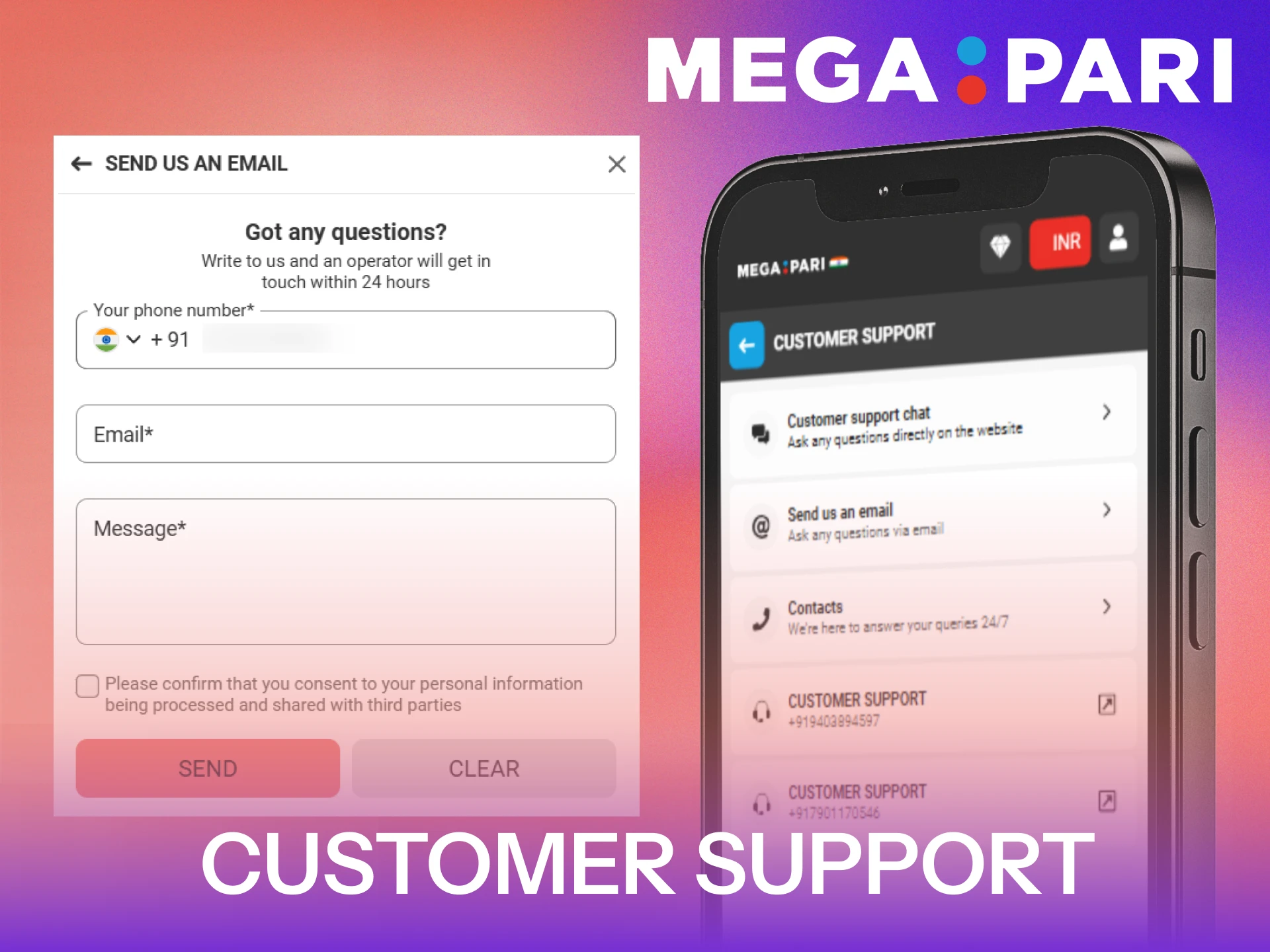 Contact professional customer support directly through the MegaPari App.