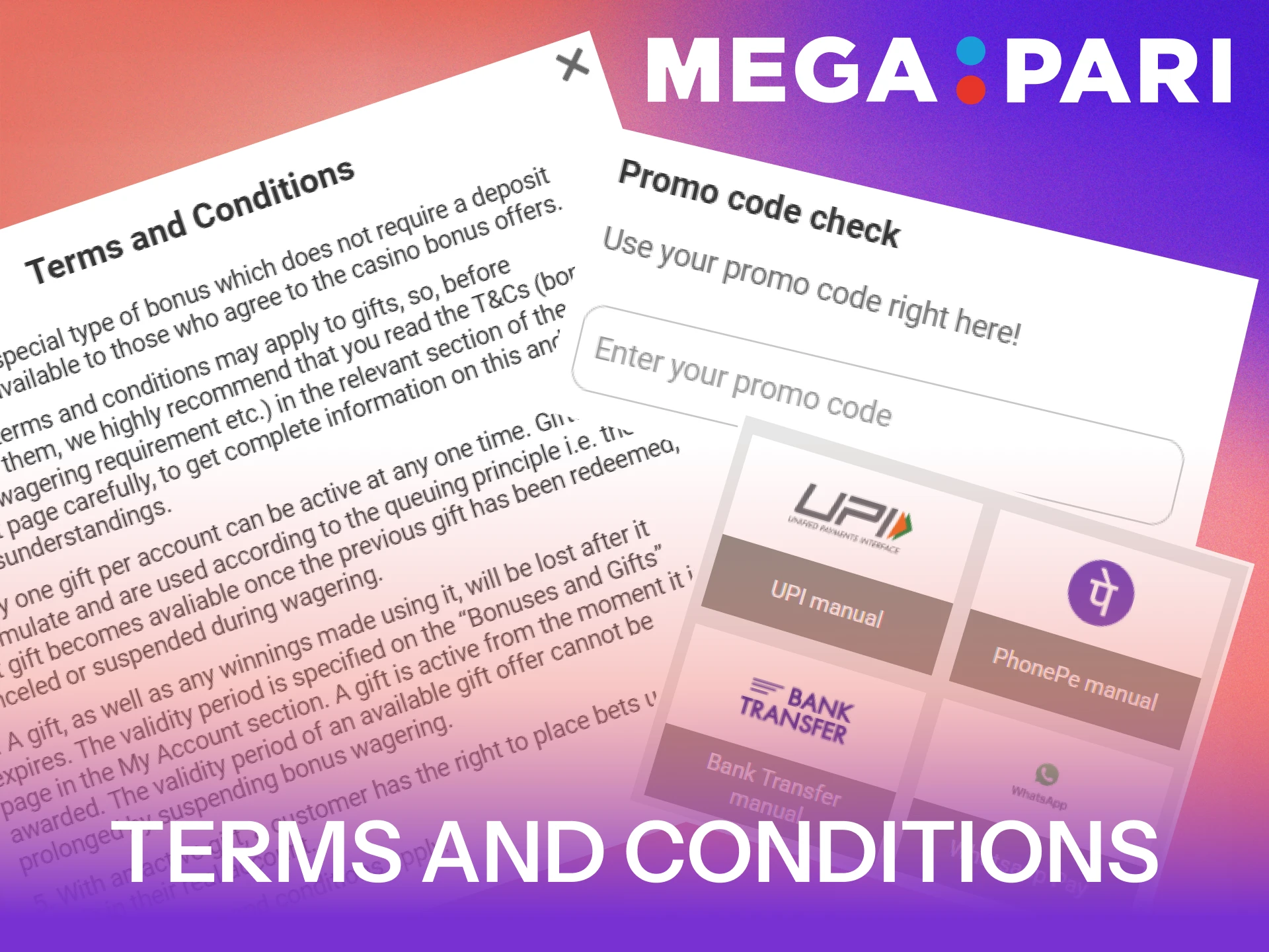 Check the official MegaPari promo code terms and conditions for India.