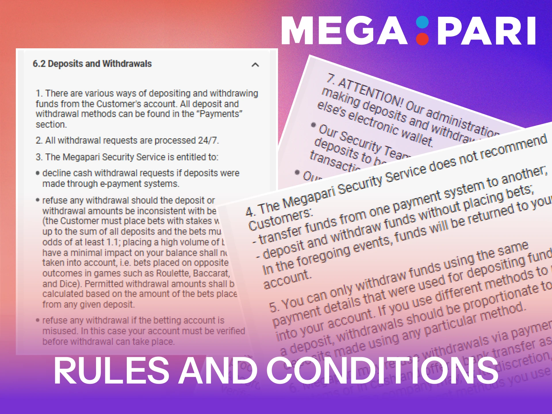 Study the official MegaPari withdrawal rules to manage your funds safely.