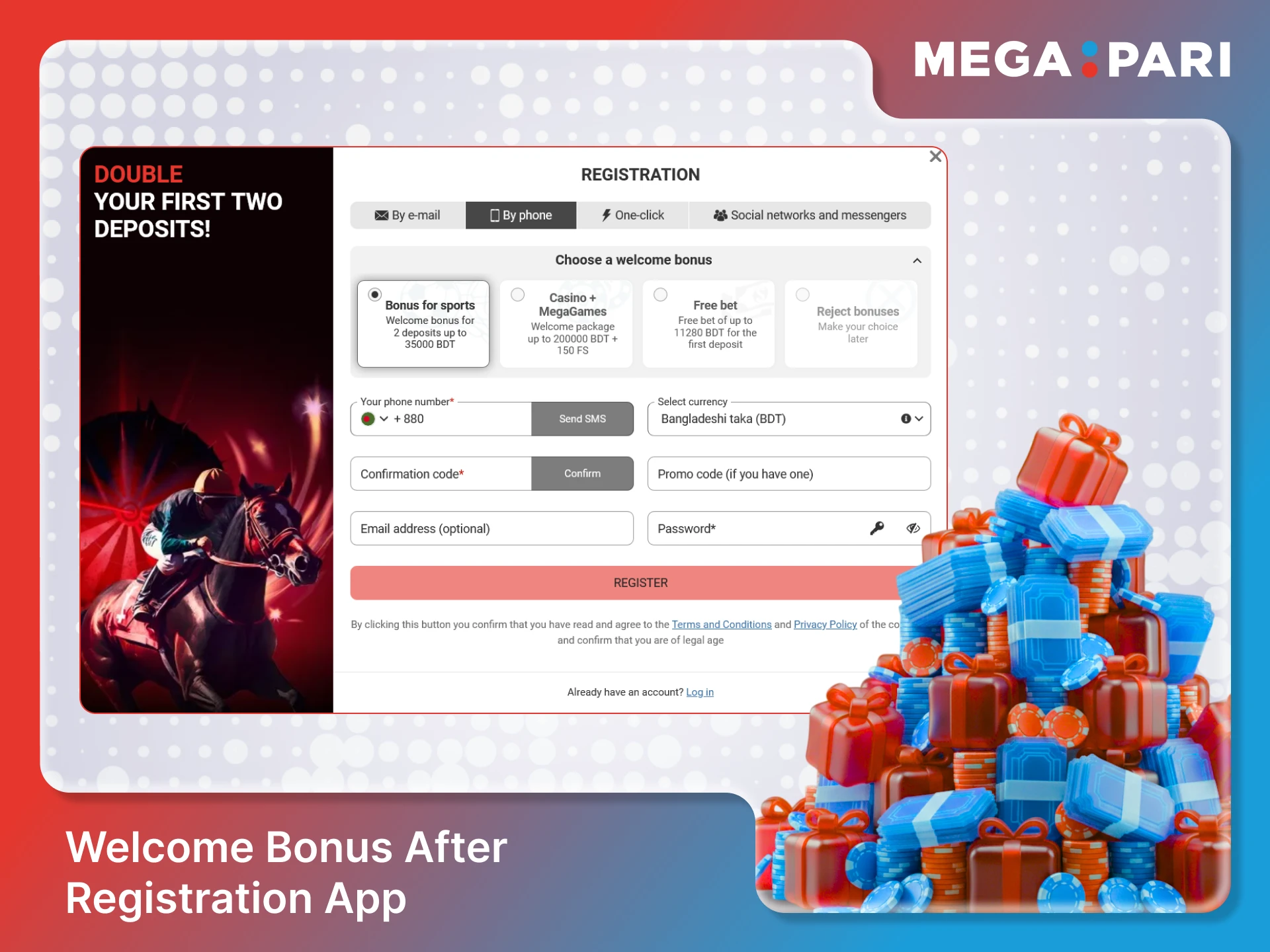 Claim a generous welcome bonus after your Megapari App Registration.
